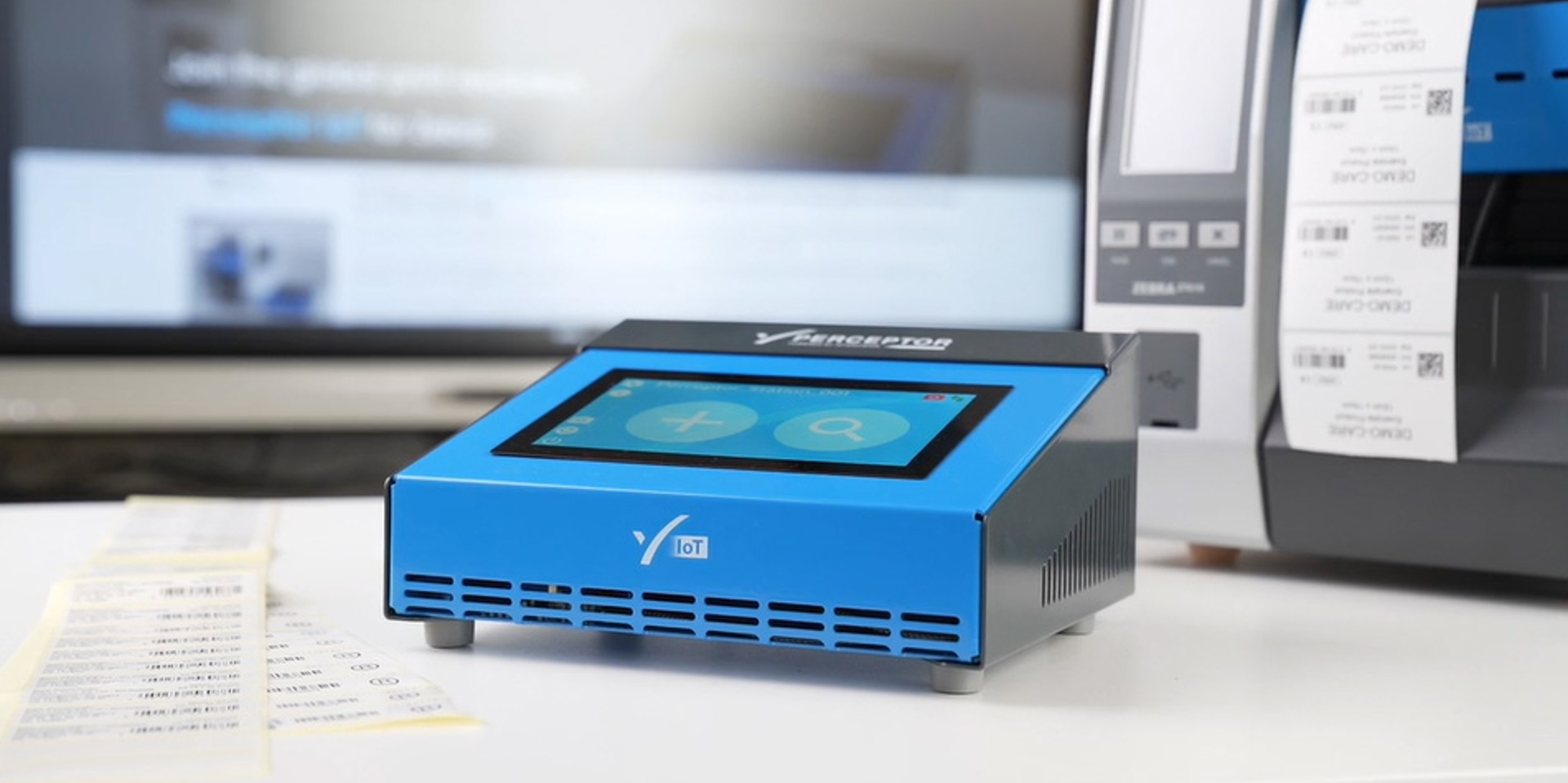 Perceptor IoT device with a Zebra printer